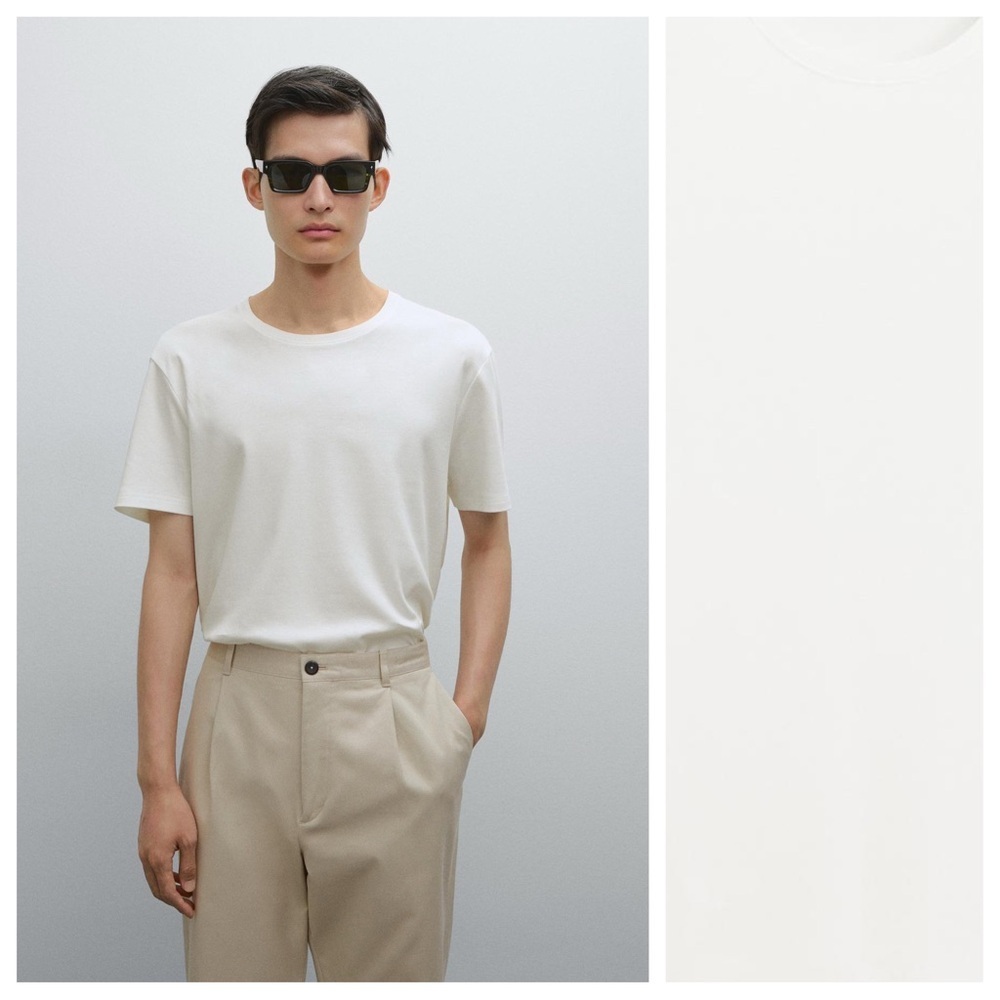 NWT. Massimo Dutti 100% Mercerised Cotton T-shirt. Size L.